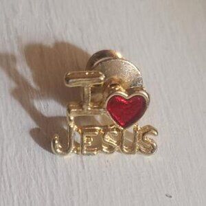 I Heart Love Jesus Vintage Christ Lapel Pin Tie Tack Brooch